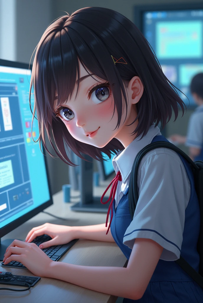 girl,computer,school