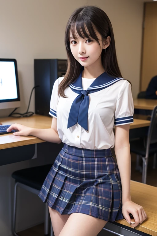 (Showing off panties:1.2), (Professional portrait, Realistic and perfectly shaped subjects:1.3), (masterpiece, highest quality:1.2), (Realistic, Ultra-realistic, Realistic:1.3), (ultra High resolution), High resolution, Intricate details, Super detailed, (Highly detailed CG, unity 8k wallpaper:1.3), Clear image,
break
(1 Japanese girl, 16 years old), (cute, Slender figure), (Perfect Anatomy, Correct limbs:1.2), (Perfect hands), Perfect Arms, Beautiful and delicate face down to the last detail, Beautiful and delicate eye and eye highlights, (Very thin and delicate、not too long lashes), (Captivating eyes, Beautifully detailed eyes and face), light makeup, Pink Lip, Lip gloss, Stylish face, (Shiny skin, Realistic skin detail), Brown Hair, medium chest
break
((school uniform)), (High school girl), (Black socks), shirt open
break
classroom, Sitting in a chair, (Cowboy Shot), break
(((blush:1.4))), ((Embarrassing:1.4)), (((shy:1.5)))
break
from below
break