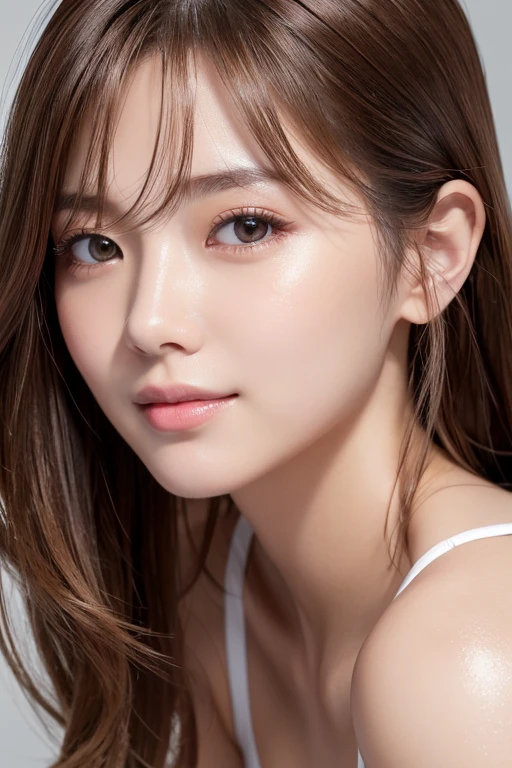 ((Best quality, 8k, Masterpiece :1.3)), 1girl, Pretty woman with emphasizing slender abs :1.3, (random hairstyles, Huge breasts :1.2), Casual outfit :1.2, Indoor, Ultra-detailed face, Detailed eyes, Double eyelid