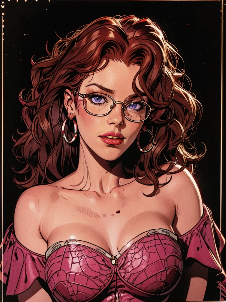 Cute and pretty looking shy women with big blue eyes and short cropped auburn hair with slight freckles, blushing cheeks, nerdy glasses, magic, summer castle, fairy lights, digital photography, masterpiece deep-intense-cleavage.