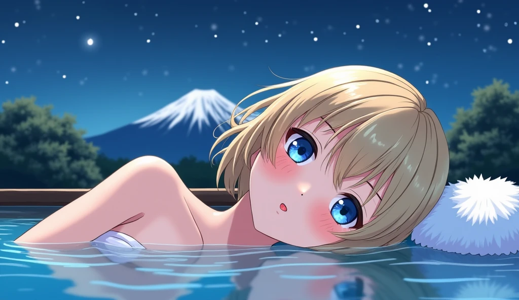 ((nsfw)), ((nude)), ((solo)), (( face)), ((petite:1.5)), glossy blonde hair, ahoge, happy smile, glasses, short hair and long hair, braid, elf, blush, lying on the mat, on back, sea, blue sky, ((tan)), ((tanlines)), blue eyes, beautiful detailed eyes, medium breasts