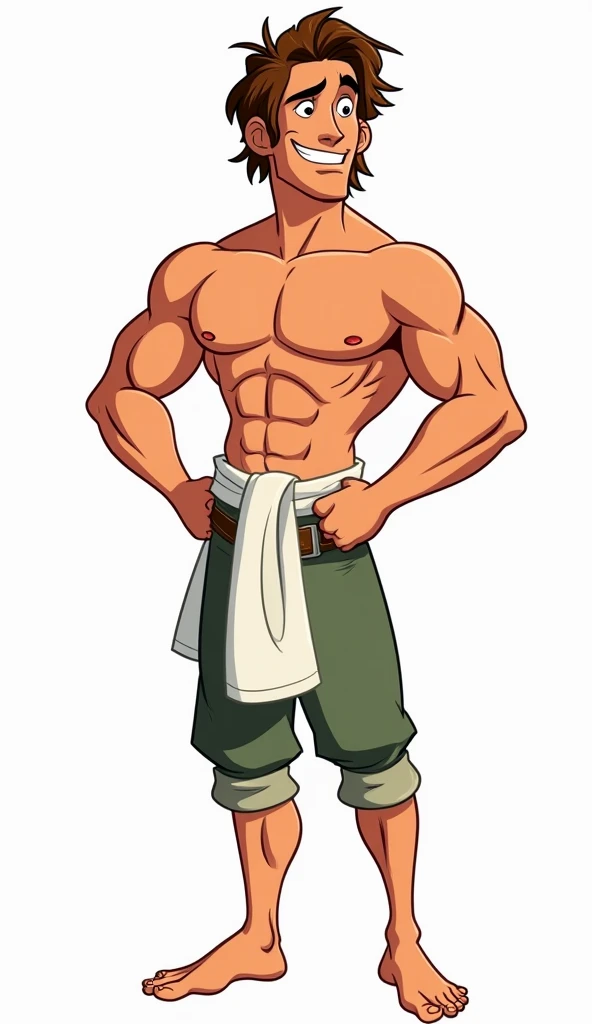 Roy Mustang from Full Metal Alchemist, wearing blue skirt, bodybuilder, defined body, shirtless, abs
