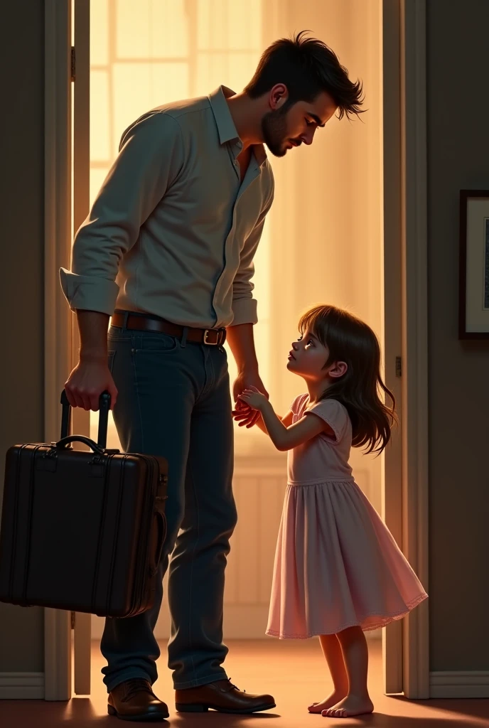 Girl saying goodbye toh her father at airport