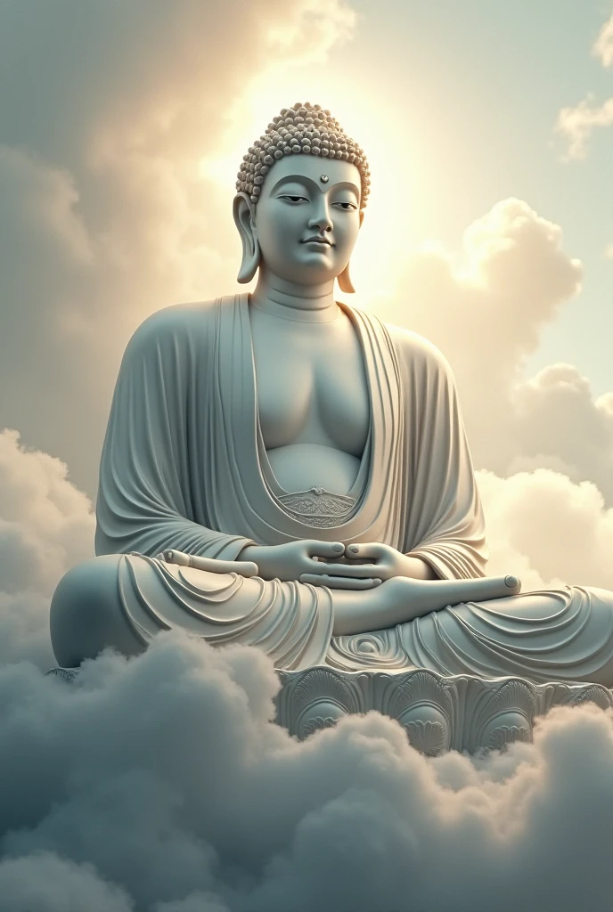 BUDDHA STATUE，There are clouds，The three-dimensional effect is very strong，milkyW，Standing whole body，Very awe-inspiring