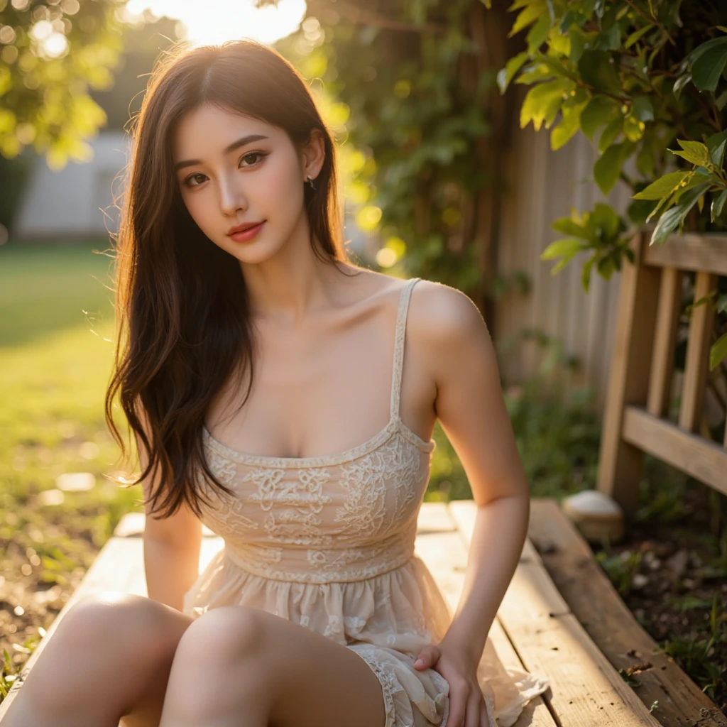 (full bodyesbian:1.5),(1girll:1.3),(view the viewer:1.4),(anatomy correct:1.4),(Sit on top of the hill:1.2),(Wearing a dress:1.2),(Accurate and perfect face:1.3),(Long legs:1.3),hyper HD, Ray traching, reflective light, structurally correct, Award-Awarded, High detail, Fade-in and fade-out shadow contrast, Face lighting ,Cinematic lighting, Masterpiece, super detailing, High quality, High detail, Best quality, 16k,High contrast,