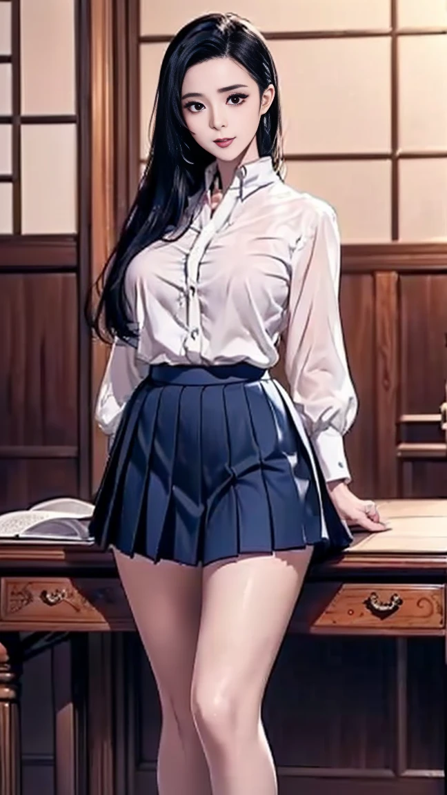 girl1、makeups、浅笑、校服、‎Classroom、dependence on light rays、鎖骨、Constricted waist、(​masterpiece)、opening legs、panties on、Sukesuke