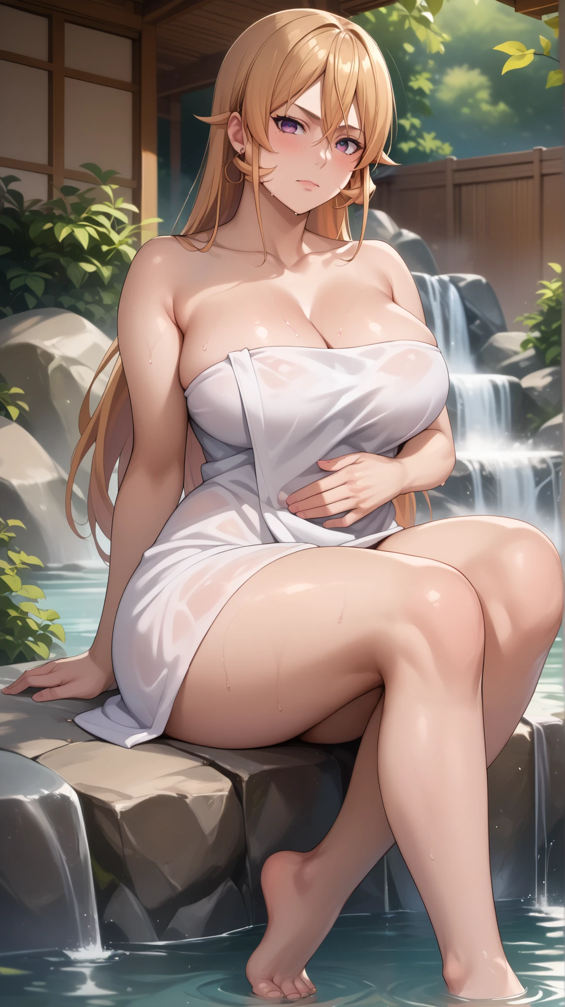 (Best quality, 4k, Masterpiece :1.3), beautiful woman, hyper realistic, 1girl, (droopy breasts, massive areola breasts pimple, attractive body :1.2, all body and face in milk), sit-ups :1.1, long wavy red hair: 1.1, (wet rainy, wet by rain, wet body :1.2), ultra-detailed face, detailed lips, detailed eyes, double eyelid, sensual low-necked dress, open neckline, hanging breasts, side pose, visible curves, poolside, silver transparent mantle, visible huge wet cameltoe, muscular turned leg, chubby body, perky teats, pushed breasts, squeezed breasts, huge hips, big buttocks, thick thighs, extreme hourglass figures, seductive pose, plus-size, mamma-size, milf --auto --s2