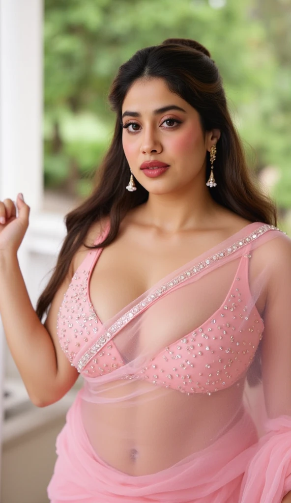 No make up,close up photo of semi naked Pooja hegde,(( erotic sexy pose, transparent  bikini, curly hair )),hotel bedroom, curly hair , smiling ,shiny skin , fit figure , tall, fleshy, lean eyebrow, pooja hegde,pooja1, kodak, looking at viewer,detailed background, ((insanely detailed skin texture , depth of field ))