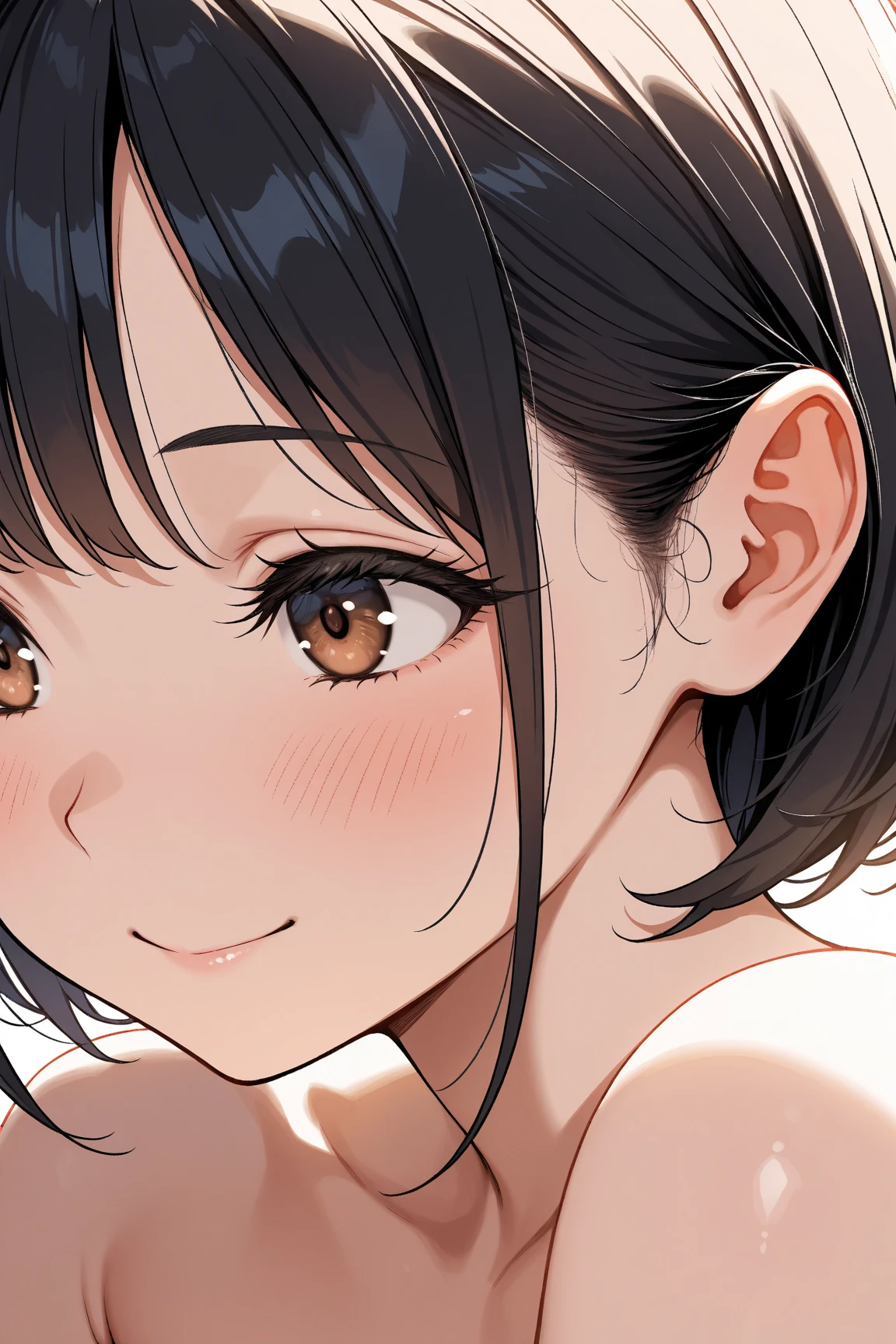 Completely naked,((On all fours, she points her vagina towards the camera.))),Face the camera,((Close up of the vagina))),(((Perfect vaginal opening))),Anatomically correct, masterpiece, Highest quality, Very detailed, High resolution, ((Ultimate cuteness)), Perfect hands, Perfect Fingers, Excellent anatomy,Futa enjoying sex,Beautiful face in every detail, Sparkling brown eyes,shiny brown short cut hair, A little chubby, Small Ass, Small breasts, One Girl, blush,Embarrassing,Smile of joy