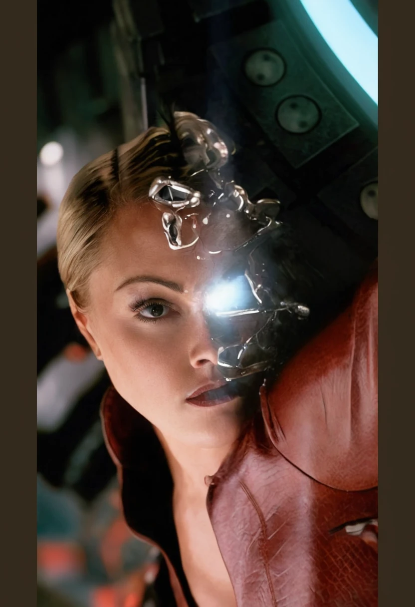 Kristanna Loken looking at it with her mouth open and it slowly starts to turn into a complete liquid that sticks to the tube.