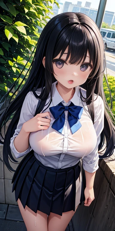 (masterpiece, best quality),nsfw,
1girl, (1boy, hetero:1.2), implied fellatio, all fours, backshot, close-up ass, pussy juice trail, BREAK girl, 15 yo, (loli:1.5), black hair, medium long hair, (straight hair:1.2),(huge breasts:1.1), hanging breasts,
BREAK , (shirt tucked in, white collared shirt:1.2), long sleeves, red neck ribbon, (unbuttoned beige cardigan:1.1),
BREAK (blue checked skirt:1.1), white sicks,loafers, white lace panties,
BREAK boy, grabbing another's head
BREAK classroom