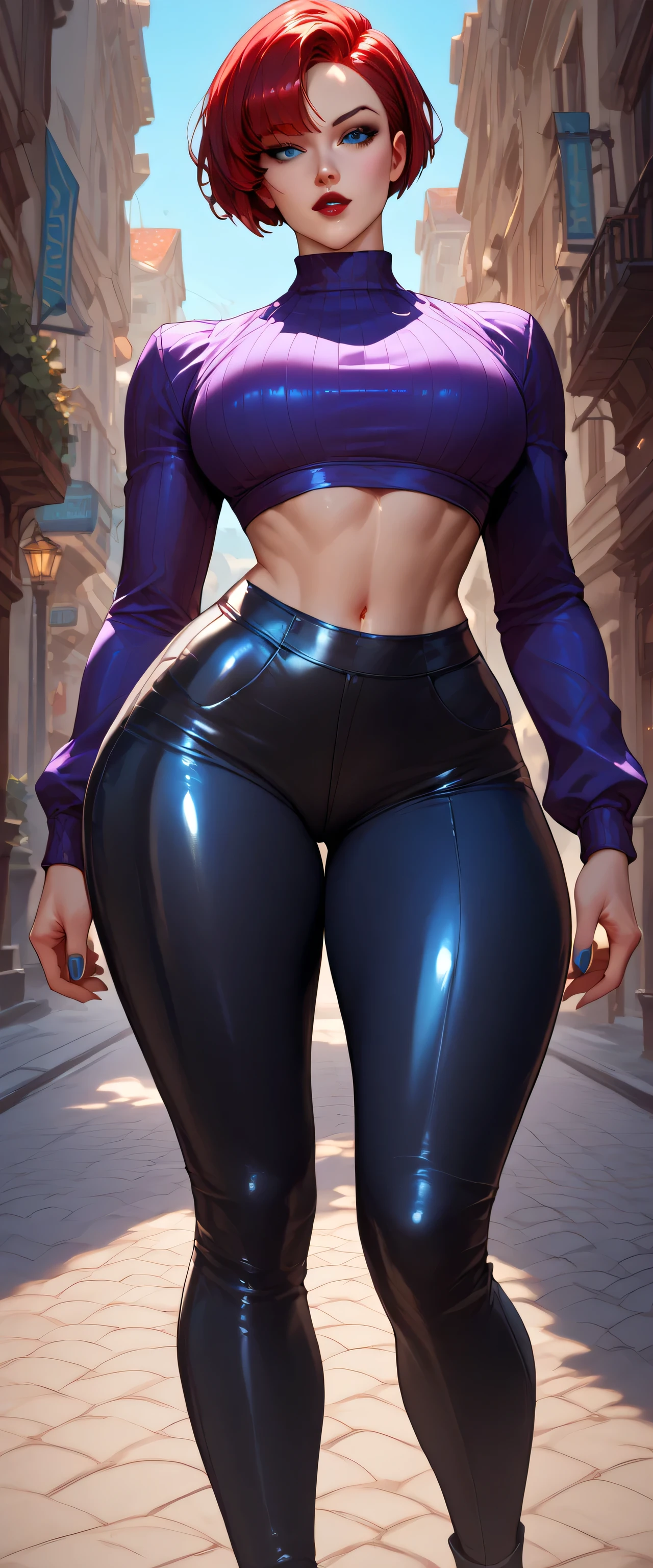 ((masterpiece)), Dva, Overwatch Dva, brown hair, messy hair, heart-shaped pupils, amber eyes, seductive smile, cinematic lighting, sparkle, ray tracing, backlighting, drop shadow, pov, blurry foreground, from below, from behind, UHD, 4K, best quality, latex leggings, ((bubble butt))