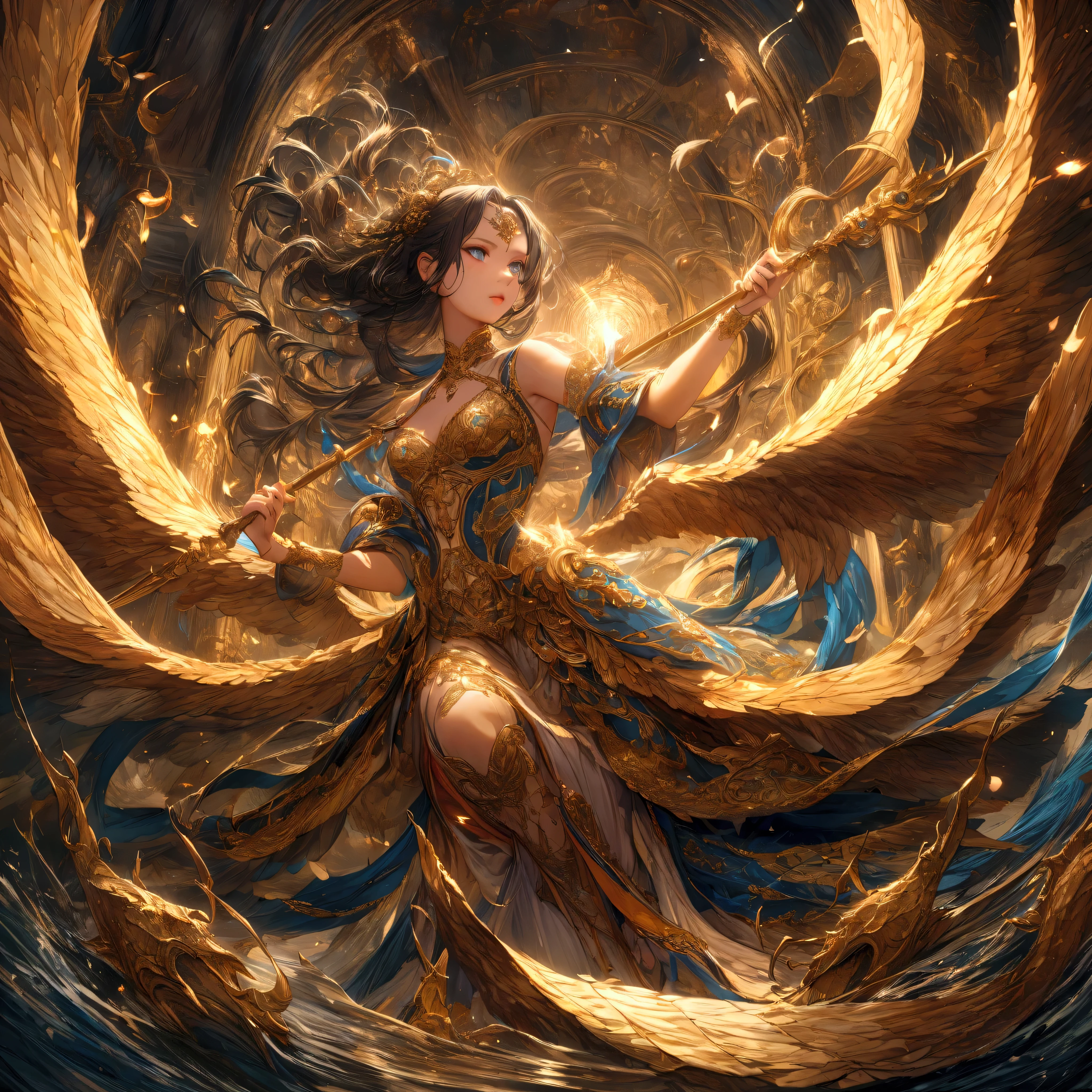 ((best quality)), ((masterpiece)), (detailed),1girl,solo,full body ,<lora:DemanV10:0.7>,<lora:PAseer_angelV1:0.7>,daemon:0.5 and angel:0.5,angel halo,demon horns,angel_wings:0.5 and daemon_wings:0.5], the Bagua, the fusion of the spiritual and the physical,fluid motion, interconnected elements, the interplay of contrasting forces, Daoist philosophy, I Ching,Taoists, Tai Chi, yin-yang, Spirit
