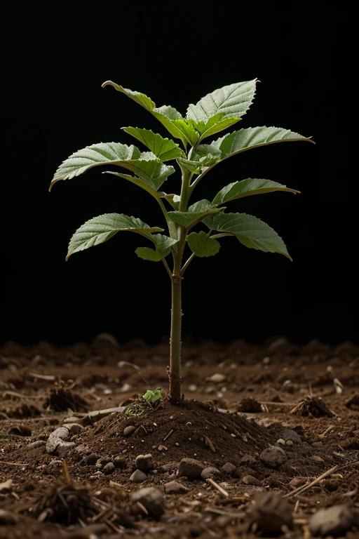 THAT IT BE PLANTED IN FARMING SOIL , PHOTO ONLY OF THE SMALL PLANT WITH A BLACK BACKGROUND