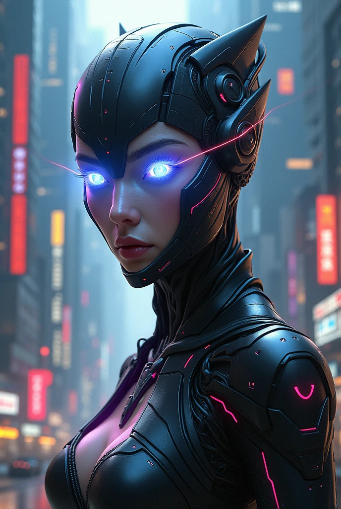 Batgirl from DC photography, biomechanical, complex robot, full growth, hyperrealistic, insane small details, extremely clean lines, cyberpunk aesthetic, masterpiece featured on Zbrush Central