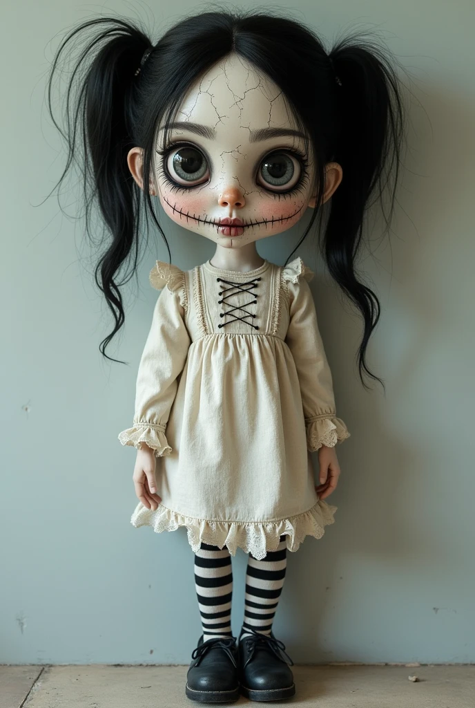 haunted forest, devil tree, horror, ugly doll, old woman mannequin