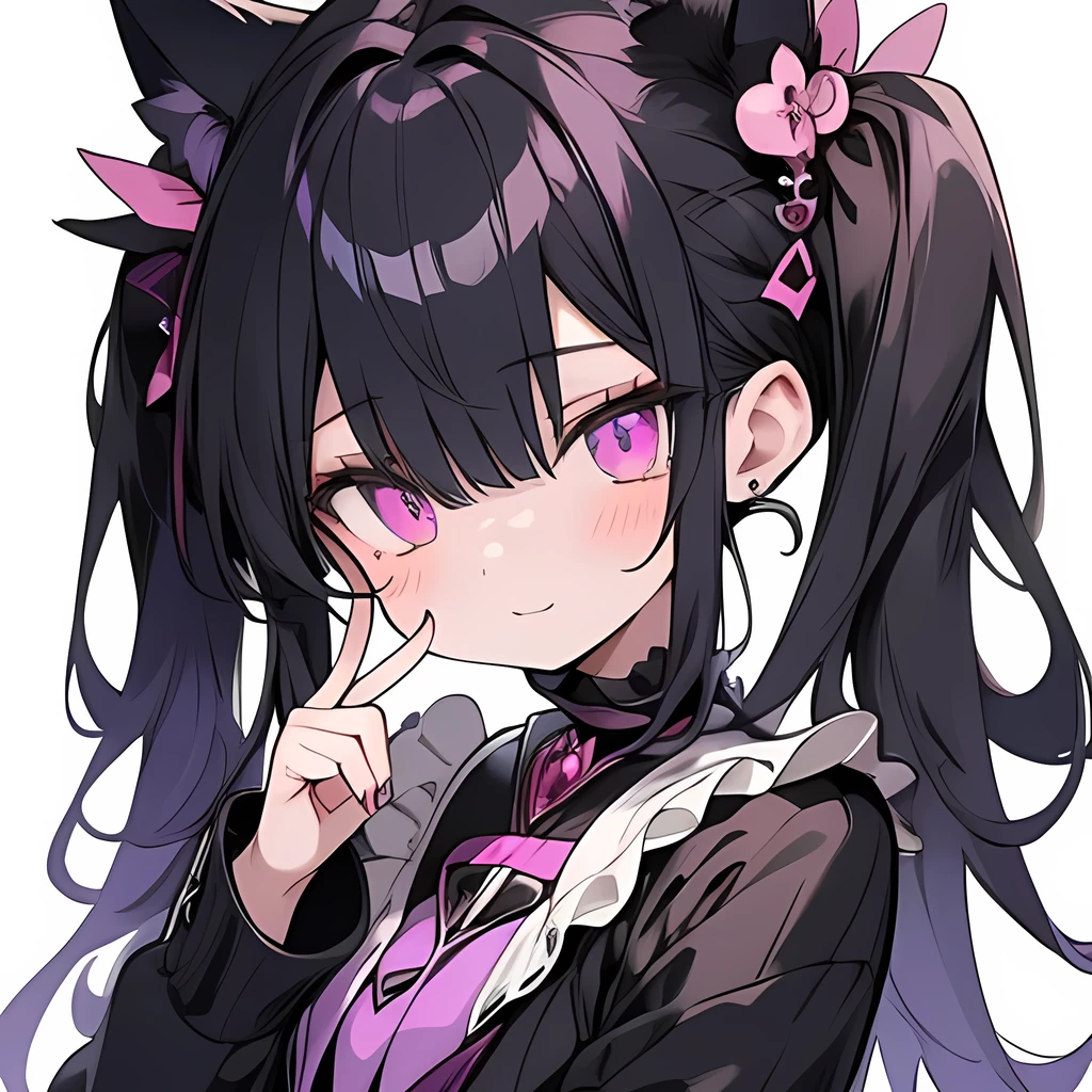 cute girl, purple black color palette, , posing, highly detailed eyes, anime art style, full body view