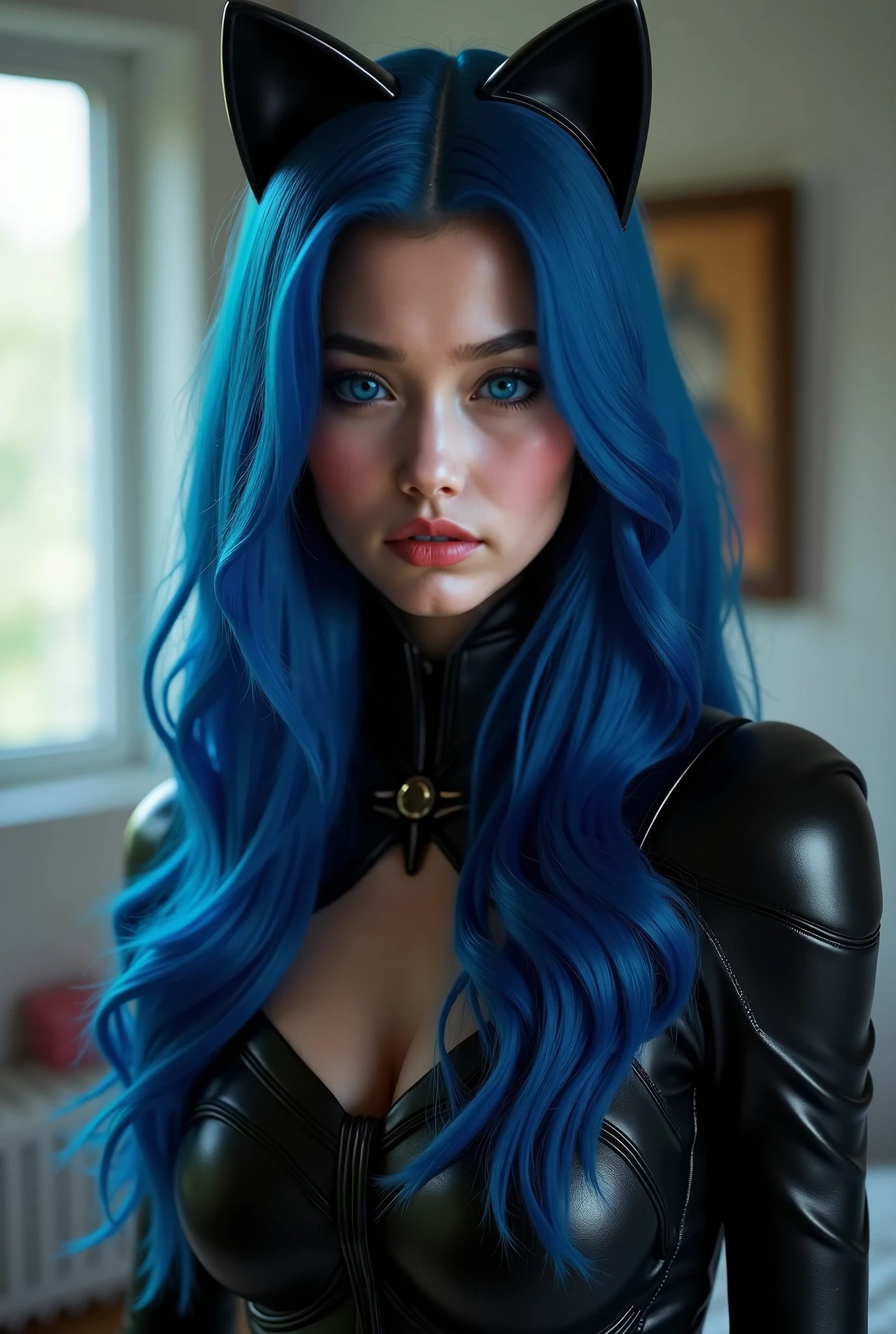 8K, Top Quality, Intricate Details, Ultra Detail, Ultra High Resolution, Masterpiece, close up shot, (full body: 1.1), (()), Slender, Smile, (Makeup: 0.4), ), (Fluffy Eyes: 1.21), (((()))), 1girl, solo, 1 girl, ((blue hair, long hair, bangs,, , blue eyes,)), close up shot, , ((tall)), (((fit body))), (((slim face))), sharp face, (( superman suit )) , (detailed face), sharp face, small lips, (( )),
((, )), , ((,)), detailed face, detailed breast, detailed hands , detailed fingers, ((large breast, huge breast)), detail ass, Narrow Waist, Skinny, slim tall , 195 cm tall, Muscular, Navel, Exposed Abdomen, Pointed Chest,, Beautiful girl with accentuated slender abs: 1.4, Six Pack Abs: 1.4, Bust Botox, Big, Perfect Body, detail leg, (( dark background)), black background,