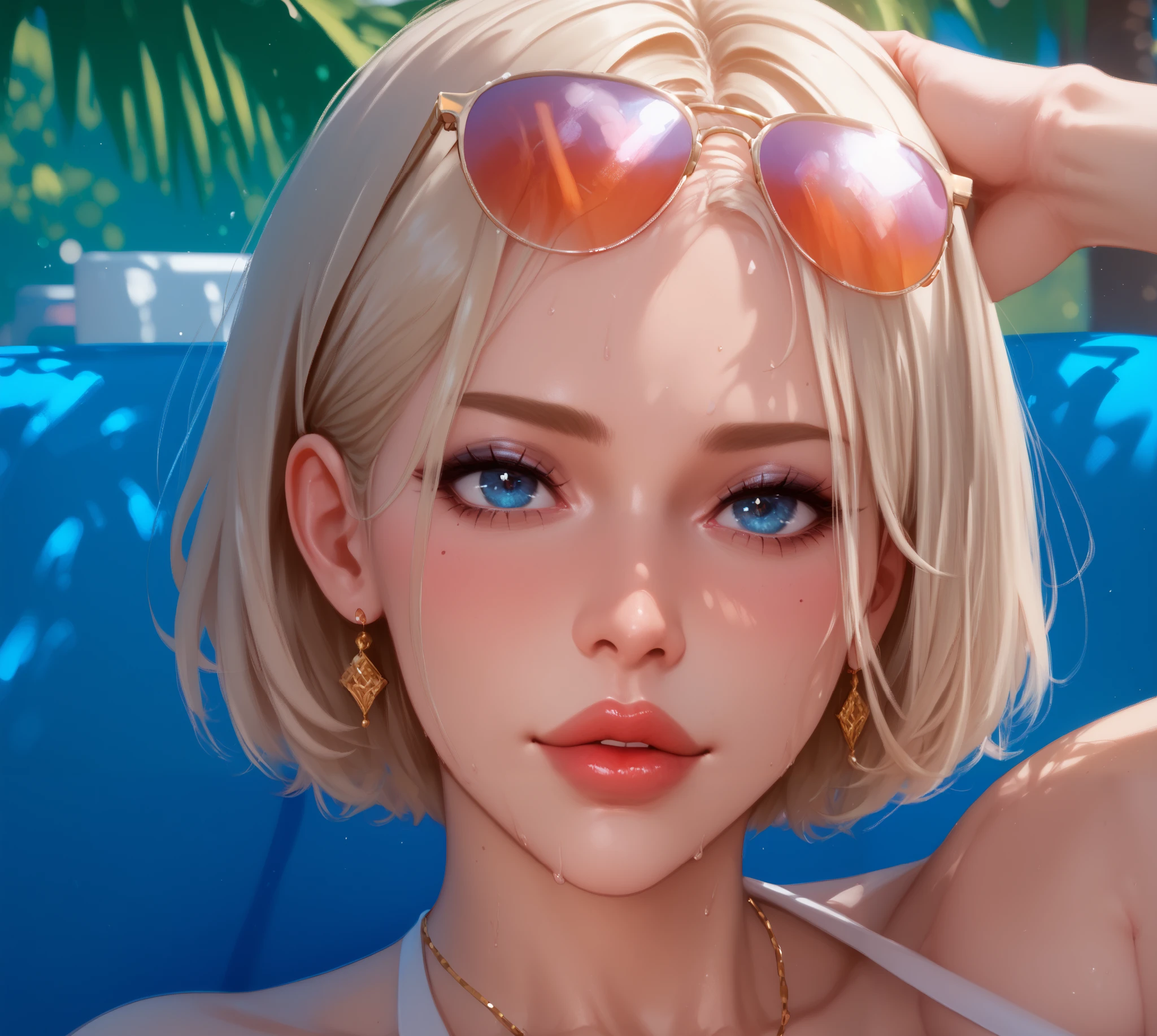 NSFW, erotica, perfect body , adult woman , handsome She has a business suit on one side, but there must be some latex elements, sexuality, Better quality , pure quality , High quality , 4K, 8k, одна woman , сексуальная woman , platinum blonde , big breasts, 1 girl face . The main character , female Face in the frame, short hair , square, woman , blue-eyed blonde with short hair , wants, smiles, Waiting, взрослая woman , handsome She has a business suit on one side, but there must be some latex elements