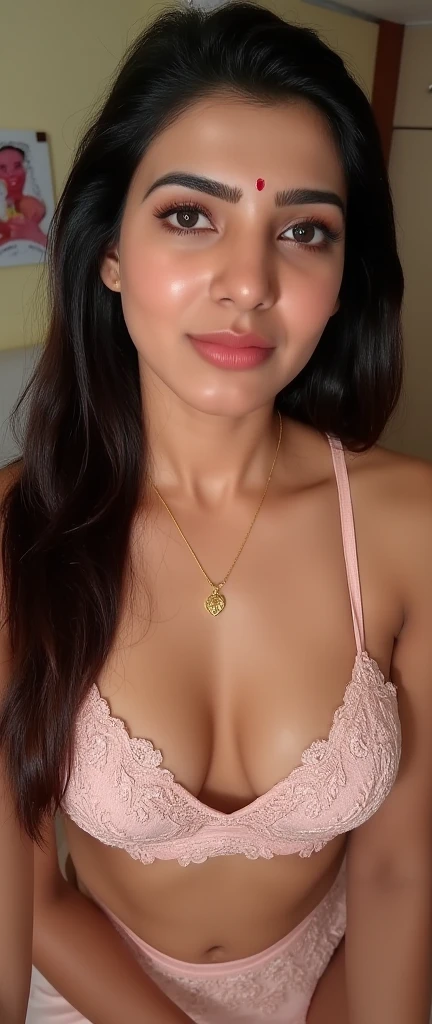 A 25 year old indian actress Pooja Hegde licking a penis without any clothes in her bedroom after sex with his husband
