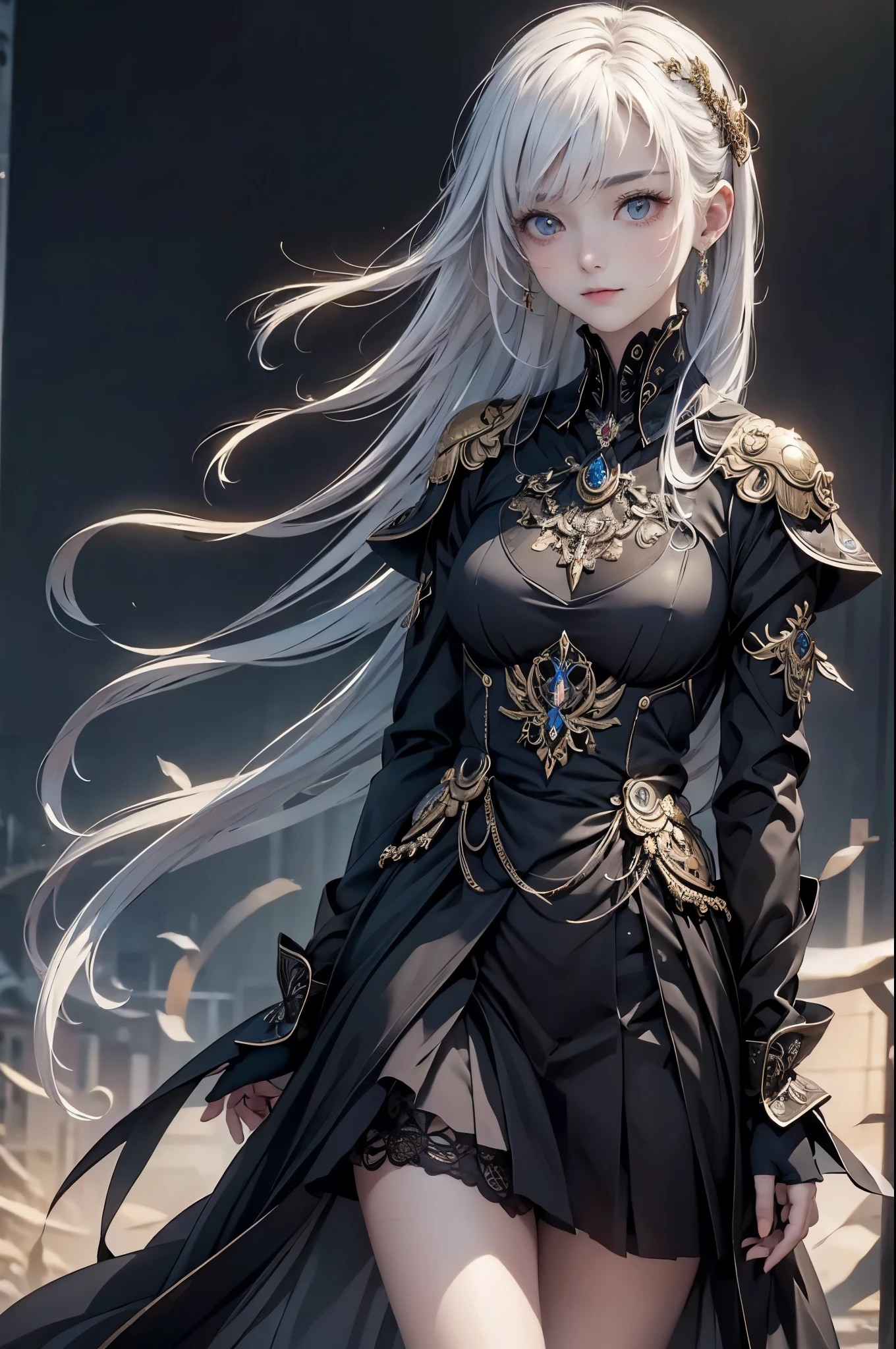 ((from front:1.5))((masterpiece:1.5、best quality, 2.8D illust, Very detailed 1girl, classic girl, classic, Mechanical decoration、 back ground:dark world.