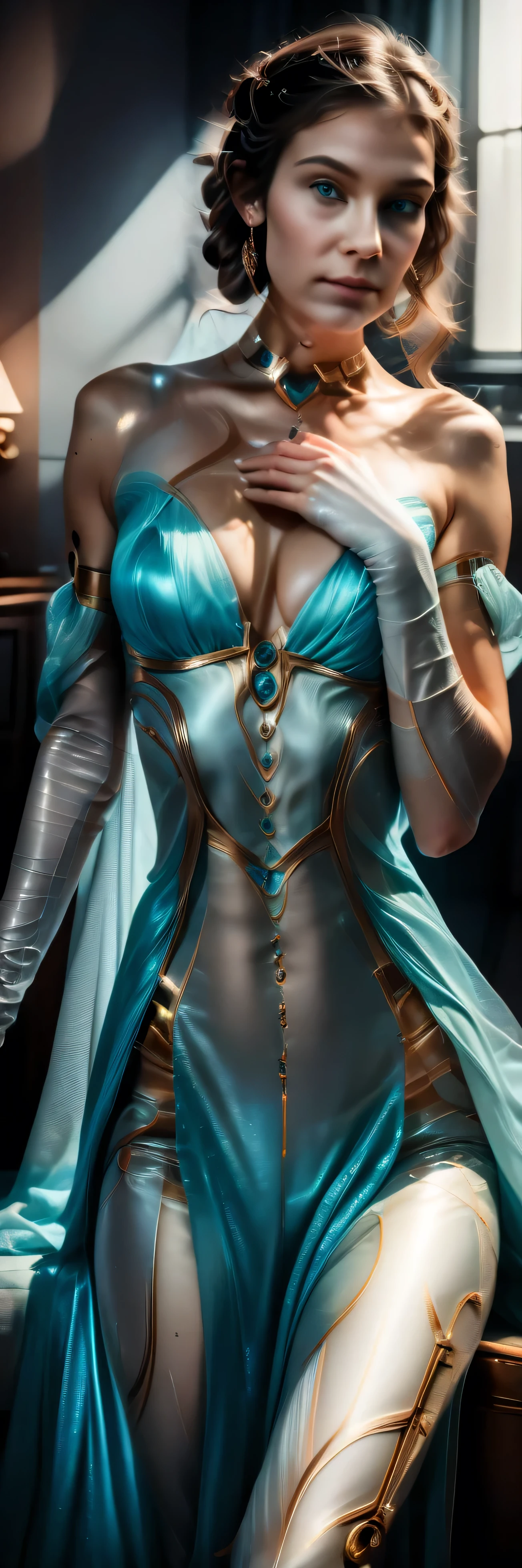 sfw,a female (sex android exploring sensual pleasures):1.5, elegant (robot woman), intricate (metal body and circuits), glowing blue eyes, flowing synthetic hair, delicate hands, serene expression, gentle movements,various dynamic positions,futuristic, pastel colors, chiaroscuro lighting, cinematic composition,self satisfaction,self pleasuring,self exploration,new discoveries, highly detailed, photorealistic, 8k, (best quality,4k,8k,16k,highres,masterpiece:1.2),ultra-detailed,(realistic,photorealistic,photo-realistic:1.37),digital art,concept art