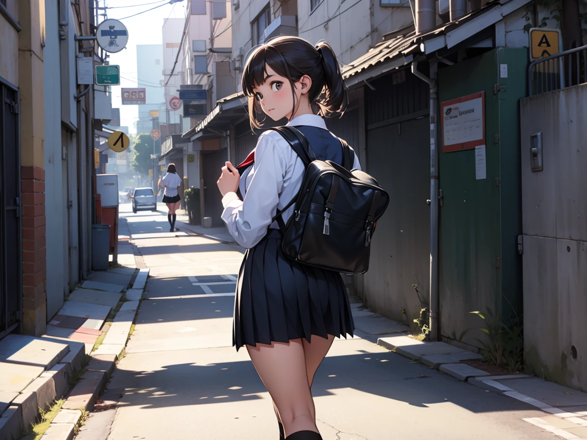 Brown hair、(Brown Eye Degree:1.5)、One side up、Hair Ribbon、bow ribbon、long、Break the blazer、a blue skirt、jaket、Otonokizaka Uniform、pleatedskirt、student clothes、Winter clothes、BREAK (masterpiece:1.2)、top-quality、hight resolution、unity 8k wall paper、(illustratio:0.8)、(beatiful detailed eyes:1.6)、extra detailed face、Perfect litthing、Highly detailed CG、 (perfect hand、perfect anatomia)、Look at viewers、red blush、A smile、Stand on the escalator, (By up escalator), (lower body shot), Thigh Focus, (Taken from the bottom 1.3), (View from behind1.3)、 (white panties:1.3)、(Skirt that rolls up:1.3)、(Fully exposed panties:1.5),(Show your ass:1.3)