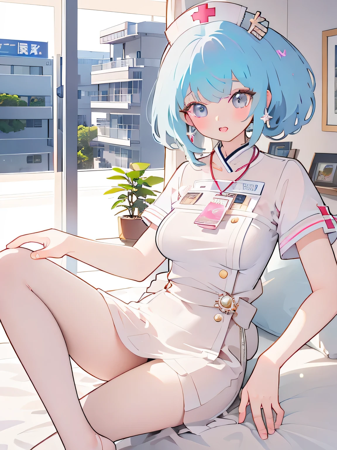  Anime girl in stockings and stockings sitting on bed, sexy anime girl,  Murada and Artgerm ,  extremely detailed artgerm , sexy.  Extremely detailed , Nurse Girl ,  Beautiful seductive anime woman , , (doctor),  krenz cushart and artgerm , adam house , doctor, style art jem, 極其高度的細節!!
