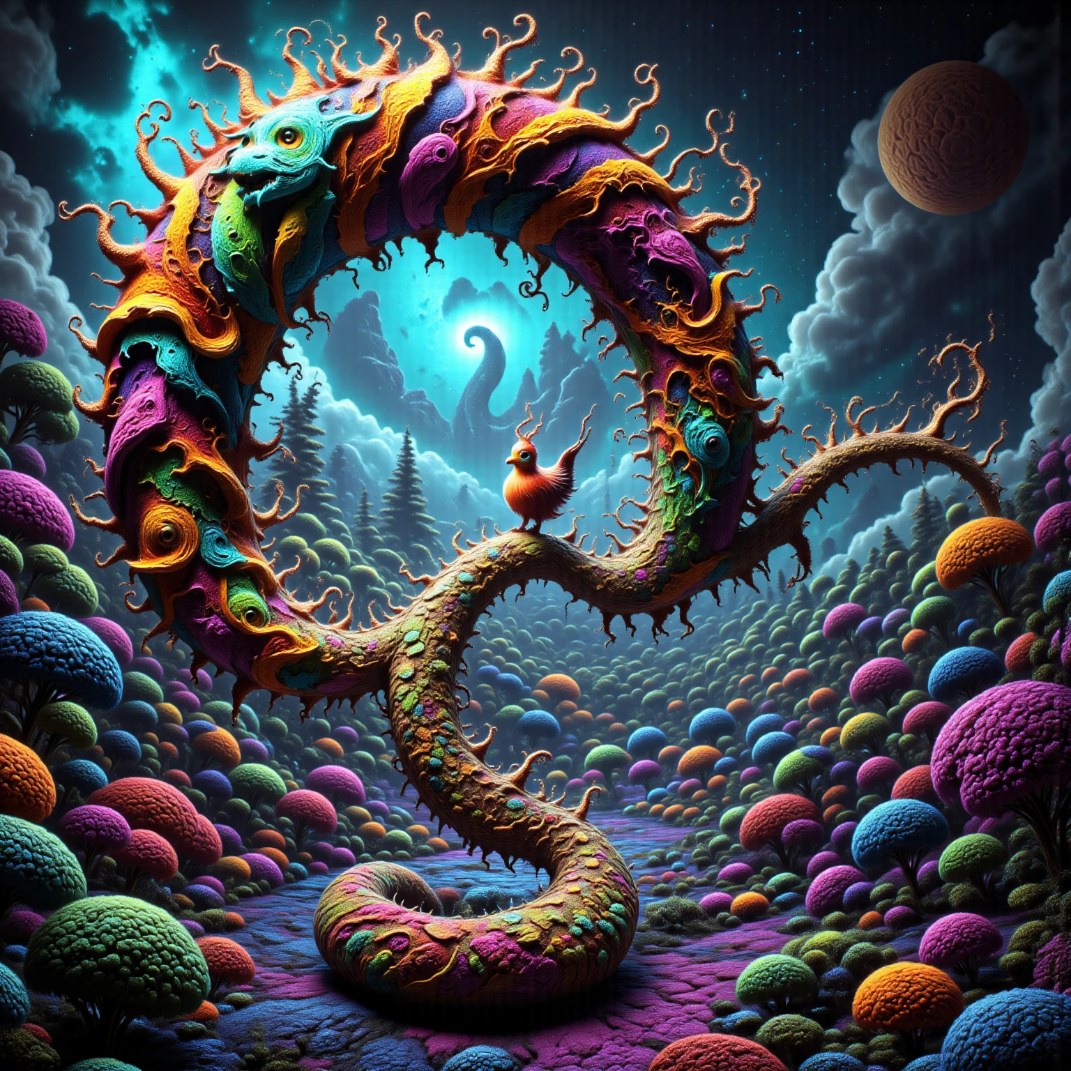 Create a 3d masterpiece from this swirling spiral image. Depth of field, UHDR, Give some realistic sunstance and texture to go with the colors in a way that will make thebimage appearvto come right off the screen at the viewer. Attention to detailbon the creation of the substance and texture. Fractal Geometry should build up the patterns that could be used for texturevand to decorate the ends of the arms of the spirals. Make everything pop with realistic looking features and professional level quality artwork. Highers, Cinematic photography, cinematic portrait, cinematic lighting, portrait photography, hyperrealism, ultra detailed images, award winning, God rays, backlighting with depth of field and realism a priority. Icon style imagery. Iconic features to the extreme. Dramatic cinematography, 8k, ultra-fine painting, sharp focus and clean clear ink highlighted artwork. Photorealistic and third demintonal work. Awe inspiring, stunning,beautiful,iconic,masterpiece.