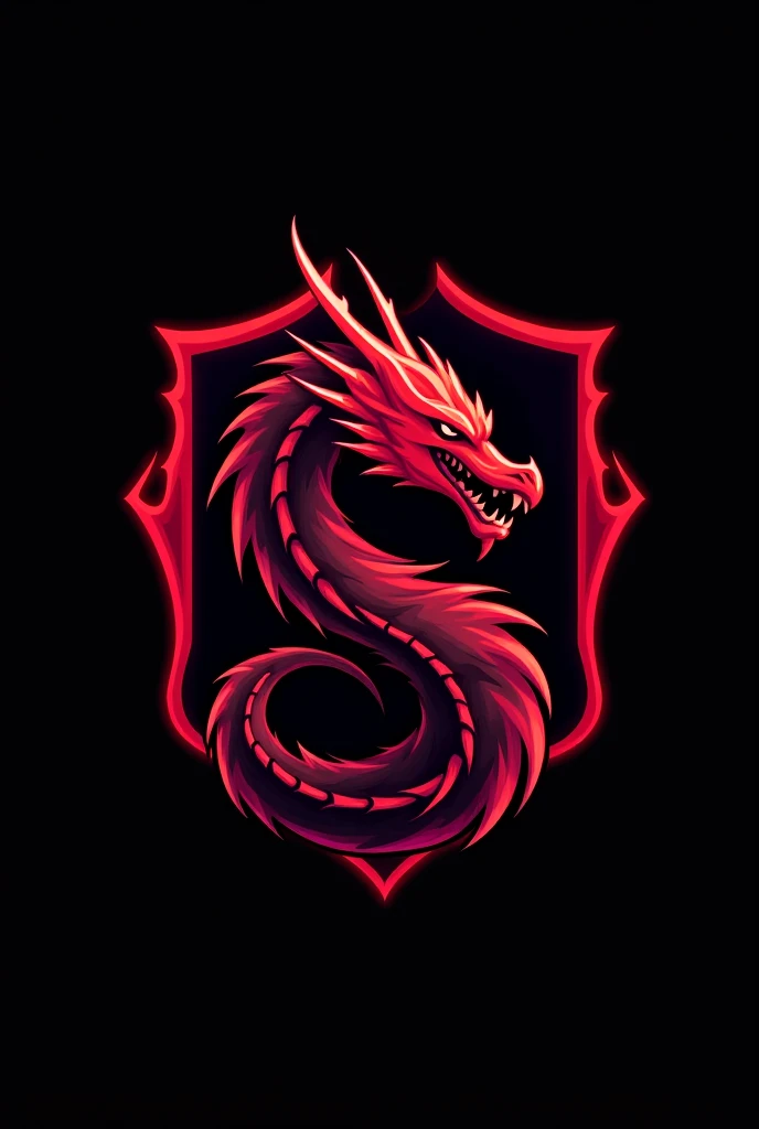 "Create a modern 4K football (soccer) crest in the shape of the Atlético Goianiense (Atlético-GO) shield, featuring the same red, black, and white color scheme. The shield should prominently display a fierce black and red dragon at its center. Place the acronym 'DKS' above the dragon and the text 'Atlético-GO' below the dragon in bold, modern typography. The overall design should be sleek, with a contemporary aesthetic, making it suitable for a professional football team."