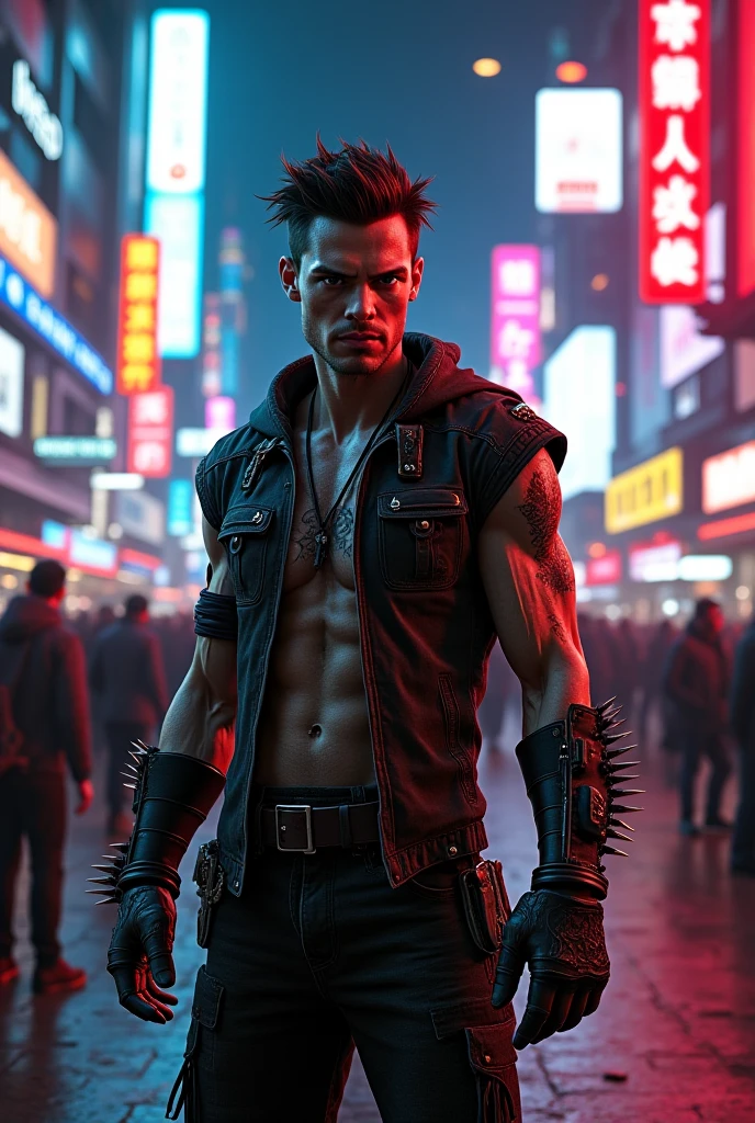 Change background cyberpunk handsome boy.reallsstic face.8k.ultra reallsric. Real face