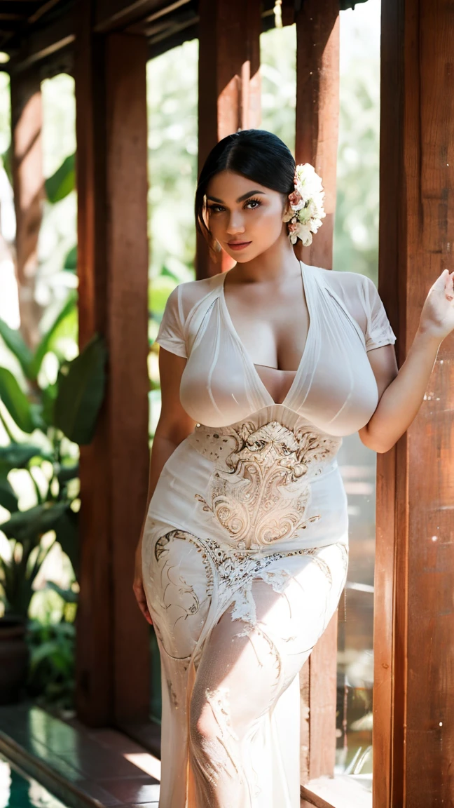  milf,big round ,curvy hourglass body,((Wearing strapless white salwar kameez exposing cleavage)),((in a simple colour background photoshoot)),highly ultra realistic photo 
