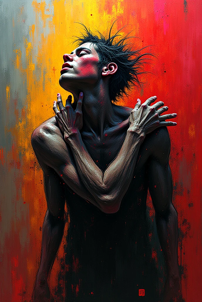 Answering The Apocolypse, In a desolate wasteland, amongst crumbling buildings and faded graffiti, a lone figure emerges. Clad in tattered clothing, they hold a paintbrush and palette. With each stroke, vibrant colors blend with the grays of destruction, bringing life back to the world. Through a mixture of abstract and realism, they depict a breathtaking mural of rebirth and resilience. This masterful piece blends the dynamic energy of Jackson Pollock with the meticulous detail of Greg Capullo, Mysterious