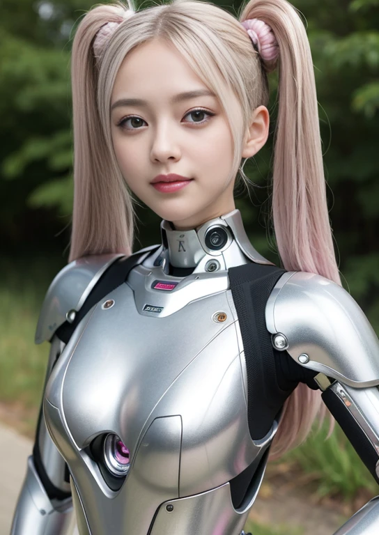 (Photorealsitic:1.4)、Onegirl、(top-quality),(hyperdetailed face)、(Super well-formed face)、((Robot Parts))、(Cyborg girl)、(metalic)、(fullllbody)、(sexy pose)、(Slender body)、(Model body type)、(full body mech)、(akihabara)、(is looking at the camera)、(A dark-haired)、(9Head and body)、(a small face)、(Idol)、(front facing)、(Standing with legs open)、(Hands on hips)、(Photo session)、(Looks sad)、(Cyborg girl in pale pink satin dress)、(Golden button)、(sleeve less)、(a miniskirt)、(K-POPthe wind)