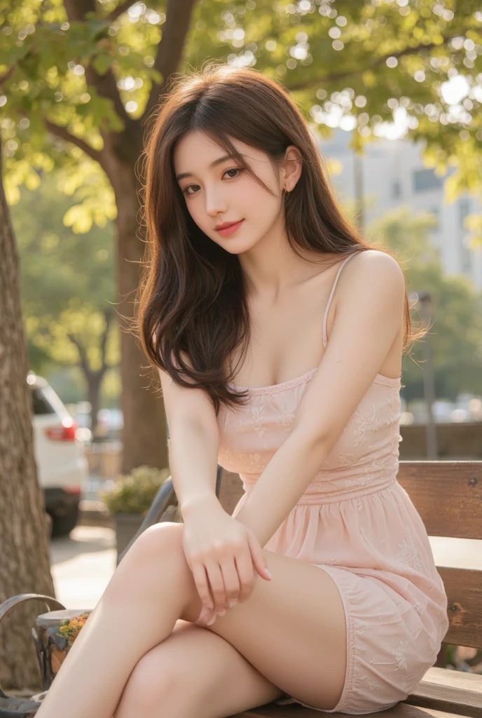 1 Girl,stairs,Soft Light,Chinese Beauty,Tight Fit,dress,,Dark-haired,long hair