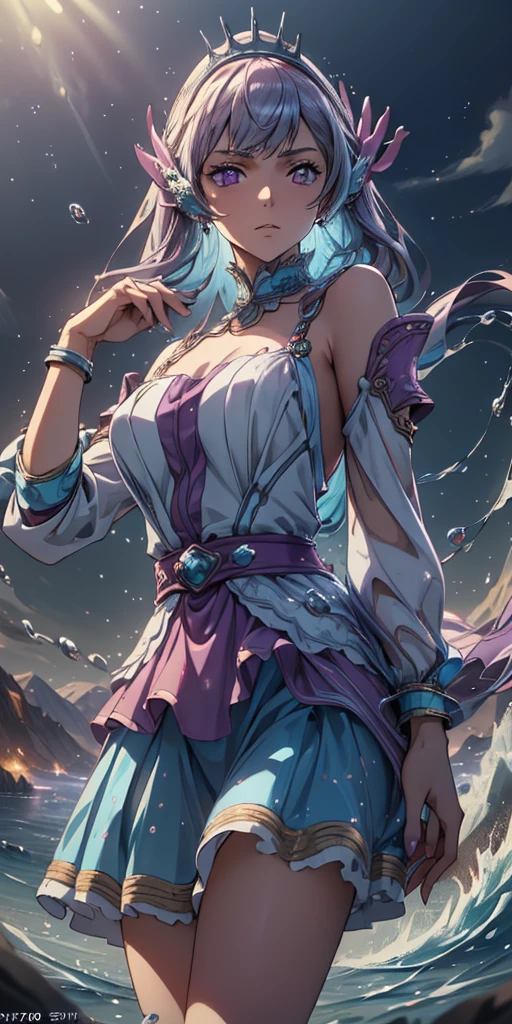 best qualityer,tmasterpiece,Ultimate resolution,downy,Extremely colorful,Colorful,Mermaid princess,a matural female,比基尼,The barefoot,starrysky