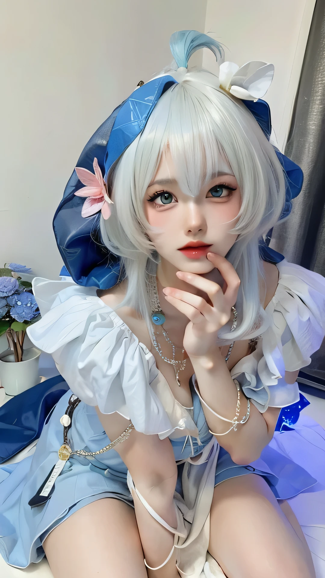 (best quality), (masterpiece), (Ultra-high resolution), (Clear face), （Reality： 1.4）, (perfect lighting),(photorealistic:1.30), anime wallpaper, Guviz style artwork , fantasy cover up to magic , by Yang J, Guviz, beautiful artwork illustration, beautiful digital artwork, beautiful digital illustration, Li Song, beautiful anime portrait, art style at Beauvot,illustration, ethereal and beautiful, highly detailed, CG, unity, 8k wallpaper, Amazing, fine detail, official art, highly detailed CG unity 8k wallpaper,absurd, extremely absurd, large file size, highly detailed , high resolution, very detailed,beautiful girl with details, very detailed eyes and face, beautiful detailed eyes,light on the face,cinematic lighting, 1girl, solo, looking at viewer, Lips wear thick red lipstick,