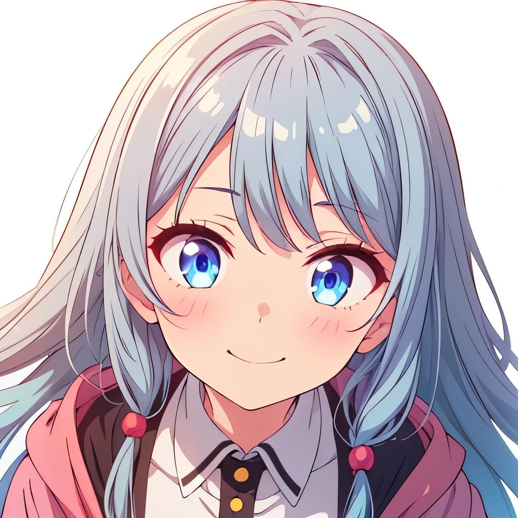 (( best quality )), ((masterpiece)), ( Details), smile, 1 girl, perfect eyes,Glowing Skin, Silver Hair, inner color blue,High Layer Cut, long hair,Intake, shorts, jacket, face up, face up, face upイラスト, no background ,Maid服,Maid,Moe Moe Ekyun,
