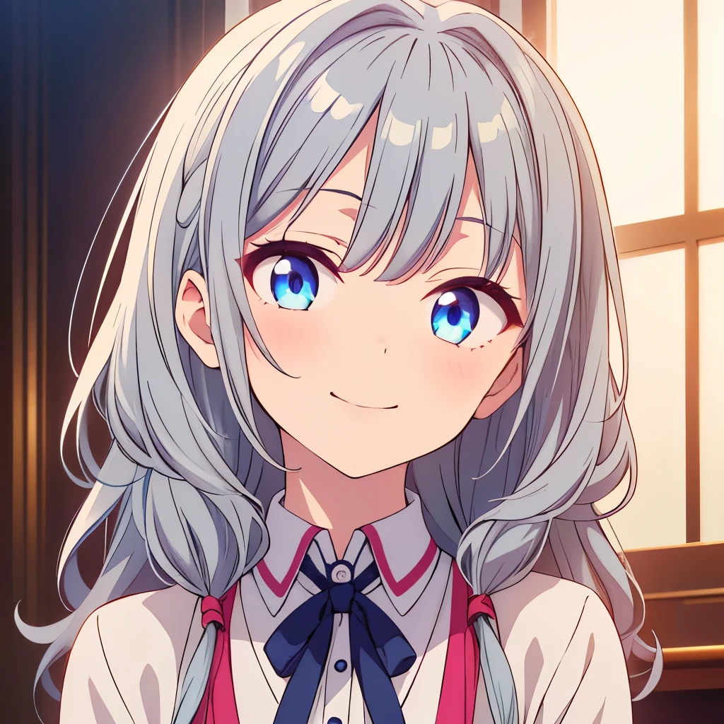 (( best quality )), ((masterpiece)), ( Details), smile, 1 girl, perfect eyes,Glowing Skin, Silver Hair, inner color blue,High Layer Cut, long hair,Intake, shorts, jacket, face up, face up, face upイラスト, no background ,Maid服,Maid,Moe Moe Ekyun,