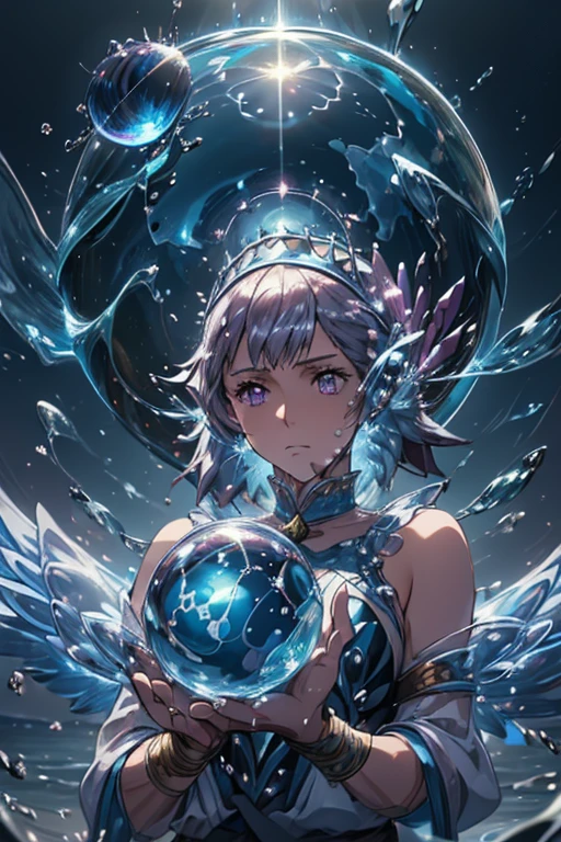 ( masterpiece, best quality , 4K, 8k, high resolution , masterpiece:1.2), very detailed on trendsな, ( realistic, photo realistic, photo- realistic:1.37) ,( one girl),Noel Silva, Draw in Granblue Fantasy anime style, Fantasy Worldview , Her Hair Is Bright Light Purple , beautiful purple eyes , Beautiful Details in Her Eyes , Wizard, The Magic That Gives Water ,(Water Magic:1.5),(( releases a sphere of water out of her hands :1.7)),((Ultimate Magic :1.6)),( beautiful water mist:1.5) ,( Rock Field),(Combat with enemies),( magic attacks viewers:eflect the whole body,Look to the side,彼女は勇敢な Wizard,A delicate and impactful depiction of being friends with water spirits , Delicate and Impactful Depictions {x} Friends with Water Spirits, rendering, Add HDR to enhance visual effects , Studio Lighting , Fine painting, sharp concentration, 物理ベース rendering, professional , bright color,((( best quality ))), (( very detailed on trends)),((Masterpiece:1.5)),( best quality : 1.4), 超 high resolution , HD,Perfect fingertips, Perfect Limbs ,Perfect fingertips ,Beautiful arms,Perfect Arms, Sunshine Spot:1.3, Cinematic Lighting:1.3, PINK SOFT WHITE LIGHT :1.5, Shadow Spot :1.1
