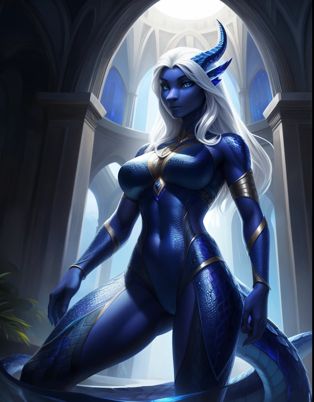 uploaded to e621, by Pixelsketcher, from Bayard Wu, Thomas Benjamin Kennington , from Einhelm, One second, ((Full Length, Master plan)),(detailed lighting of Bonifasco), (Detailed scales), (Detailed skin), ((long, Graceful sapphire-colored tail)), (long loose white hair)), ((detailed information)), [Ambient light],  [explicit content], [Sharp Focus], (questionable content), (shaded), ((masterpiece)), human Chest with large boobs and no scales, human Face with no scales, dragon horns, furry fantasy art, furry art, high resolution commission, second art, art,Sakimichan is beautiful, masterpiece, Best quality, detailed depiction, bright colors, Detailed face, perfect lighting, Perfect shadows, Perfect eyes, focus on the girl, the Dragon eyes, flawless human face with no scales, ((Graceful sapphire-colored tail)) the half Dragon, half dragon girl, can be solved, scaley arms and legs, sapphire-colored scales on arms and legs, look at the viewer, half-closed eyes, One, (masterpiece), (Best quality), (illustration), Detailed scales, Balanced coloring, Global illumination, ray tracing, good lighting, scales, split, I&#39;m looking at the viewer, Seductive look, elegant seducing pose, unnaturally big breasts with no scales, (The highest level of russian birchwood, day scene), ((slim and very built, long slender legs, long braid)), digital art, pixel art, high detail, intracate details, bohemian, elegant, aesthetic, lineout, realistic, high quality, work of art, hyperdetalization, professional, filigree, hyperrealism, beautiful girl, long fluffy eyelashes, intricate earrings, smokey eye makeup, close-up, ((character walking in a forest, birch trees)) 