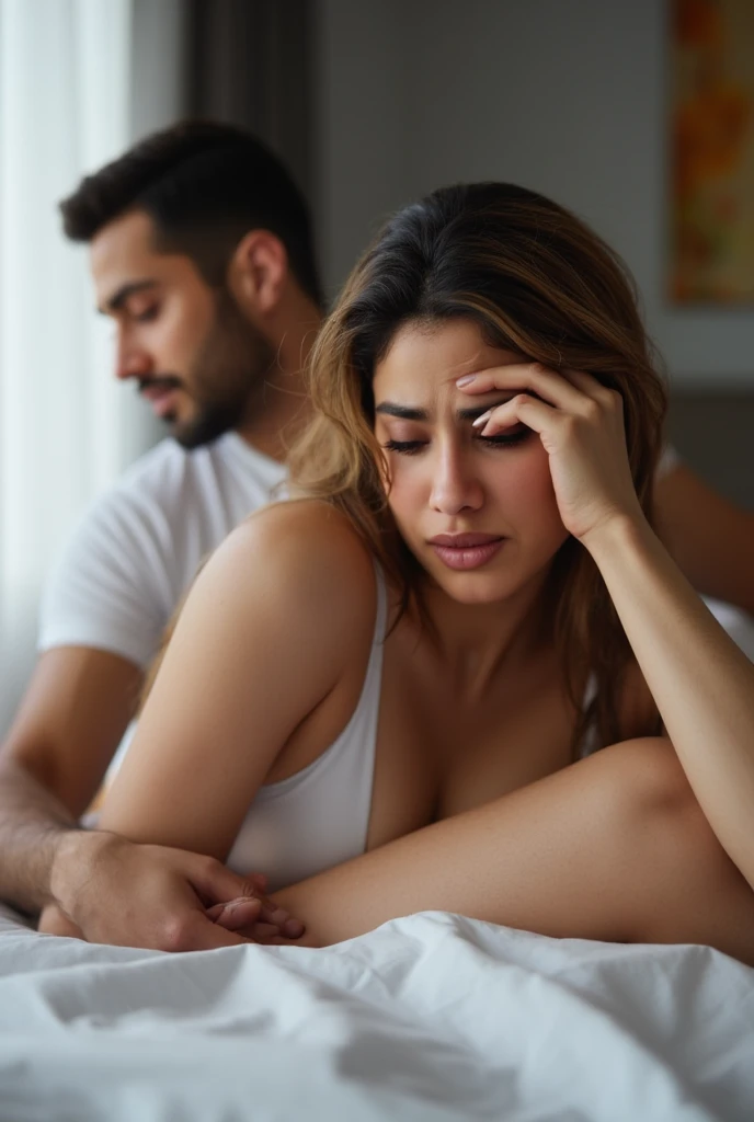 husband and wife talking while lying in bed