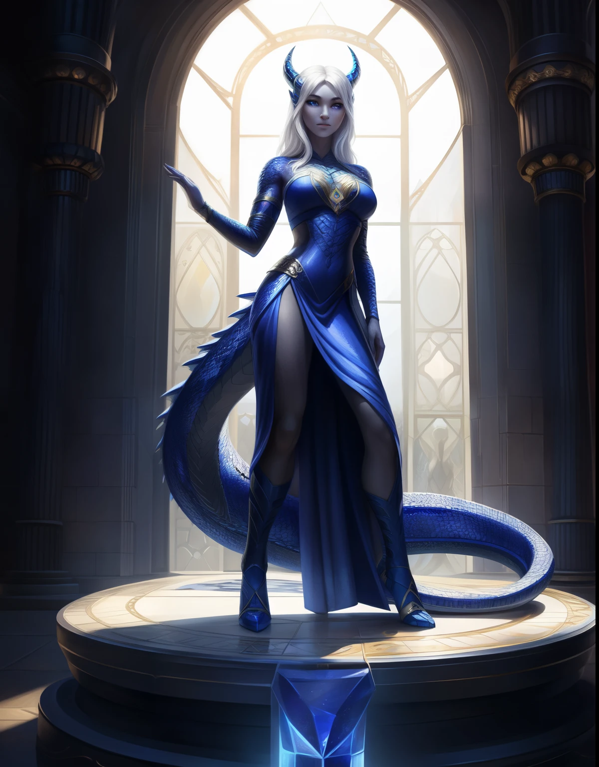 uploaded to e621, by Pixelsketcher, from Bayard Wu, Thomas Benjamin Kennington , from Einhelm, One second, ((Full Length, Master plan)),(detailed lighting of Bonifasco), (Detailed scales), (Detailed skin), ((long, Graceful sapphire-colored tail)), (long loose white hair)), ((detailed information)), [Ambient light],  [explicit content], [Sharp Focus], (questionable content), (shaded), ((masterpiece)), human Chest with large boobs and no scales, human Face with no scales, dragon horns, furry fantasy art, furry art, high resolution commission, second art, art,Sakimichan is beautiful, masterpiece, Best quality, detailed depiction, bright colors, Detailed face, perfect lighting, Perfect shadows, Perfect eyes, focus on the girl, the Dragon eyes, flawless human face with no scales, ((Graceful sapphire-colored tail)) the half Dragon, half dragon girl, can be solved, scaley arms and legs, sapphire-colored scales on arms and legs, look at the viewer, half-closed eyes, One, (masterpiece), (Best quality), (illustration), Detailed scales, Balanced coloring, Global illumination, ray tracing, good lighting, scales, split, I&#39;m looking at the viewer, Seductive look, elegant seducing pose, unnaturally big breasts with no scales, (The highest level of russian birchwood, day scene), ((slim and very built, long slender legs, long braid)), digital art, pixel art, high detail, intracate details, bohemian, elegant, aesthetic, lineout, realistic, high quality, work of art, hyperdetalization, professional, filigree, hyperrealism, beautiful girl, long fluffy eyelashes, intricate earrings, smokey eye makeup, close-up, ((character walking in a forest, birch trees)) 