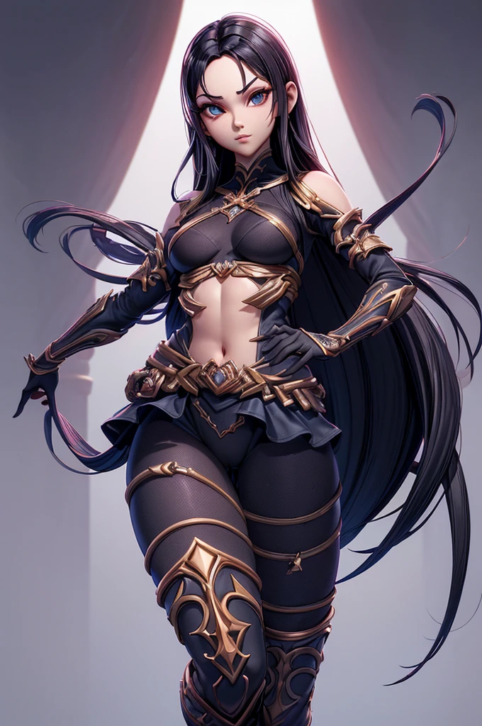 (Masterpiece, Top Quality, Official Art), (full body portrait), black shoulder-length hair, green eyes, elf, androgynous, dark armor, defined muscle, abs, nsfw
