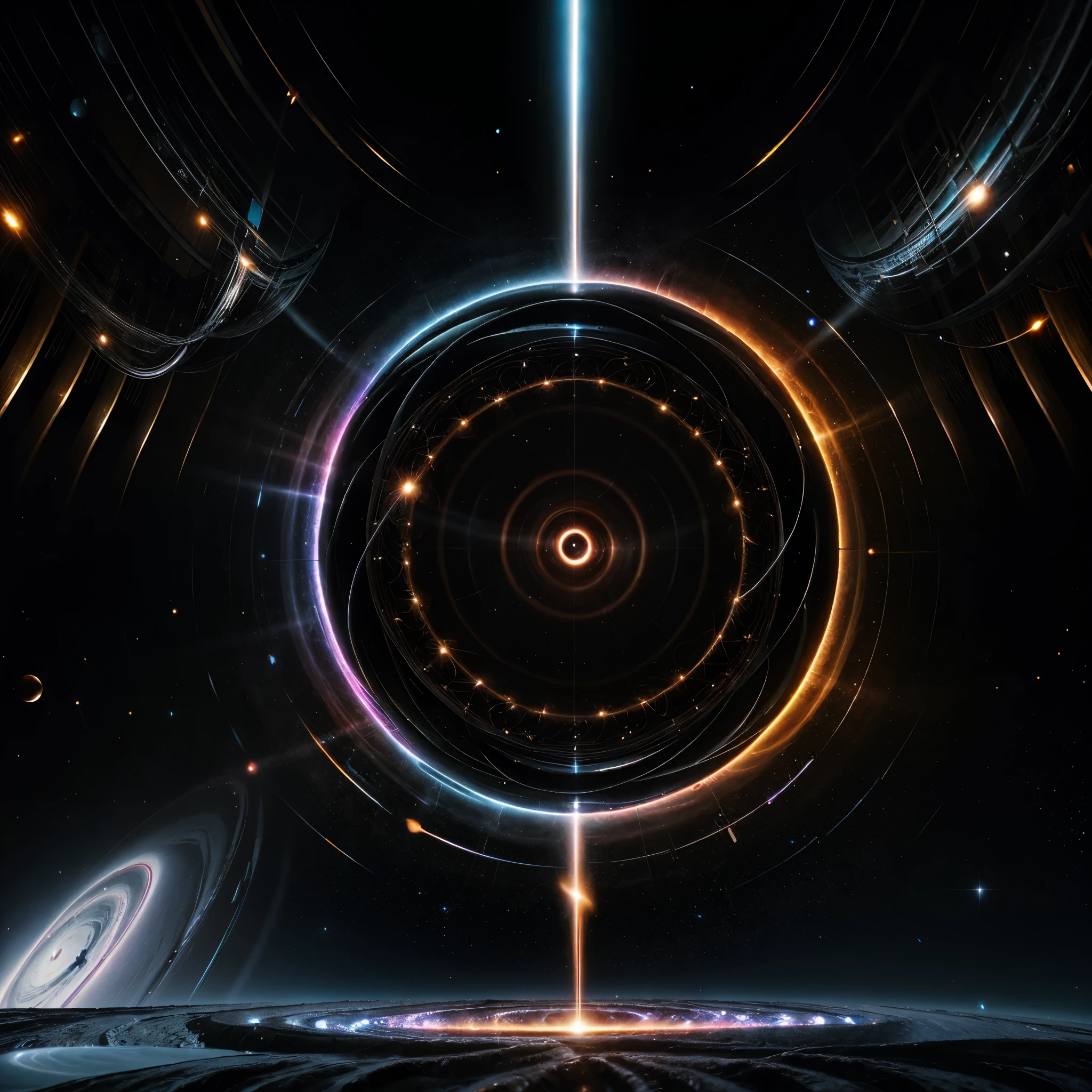 " Brilliant  ,   Symphony of Pulsating Fractals",  swirl of energy 、 Black Hole Time Portal 、 Glowing Black Hole Entrance 、God&#39;s Eye、universeのブラックホール、Interstellar Infinity Portal 、 Portrait of a Mysterious Giant Eye 、universeの存在の肖像、 Interstellar Vortex Running Through Time and Space 、 in detail詳細、Cinema Lighting、Octane rendering、8k rendering、 Volumetric Lighting 、 universe、深universe、 wonderful、 in detail、masterpiece、 best quality 、 Highly Detailed CG Unity 8k Wallpaper 、 Fantastic Engines 、A magnificent composition