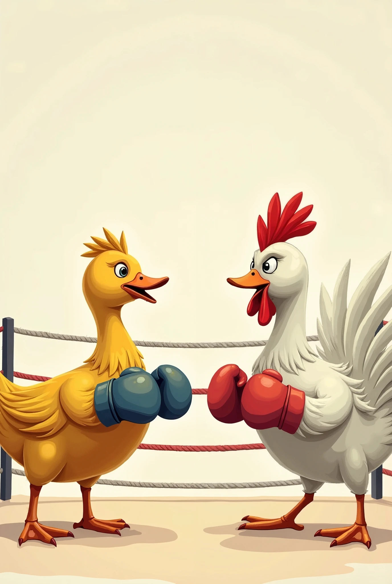 boxing rooster beating the man but the rooster is in its small size 