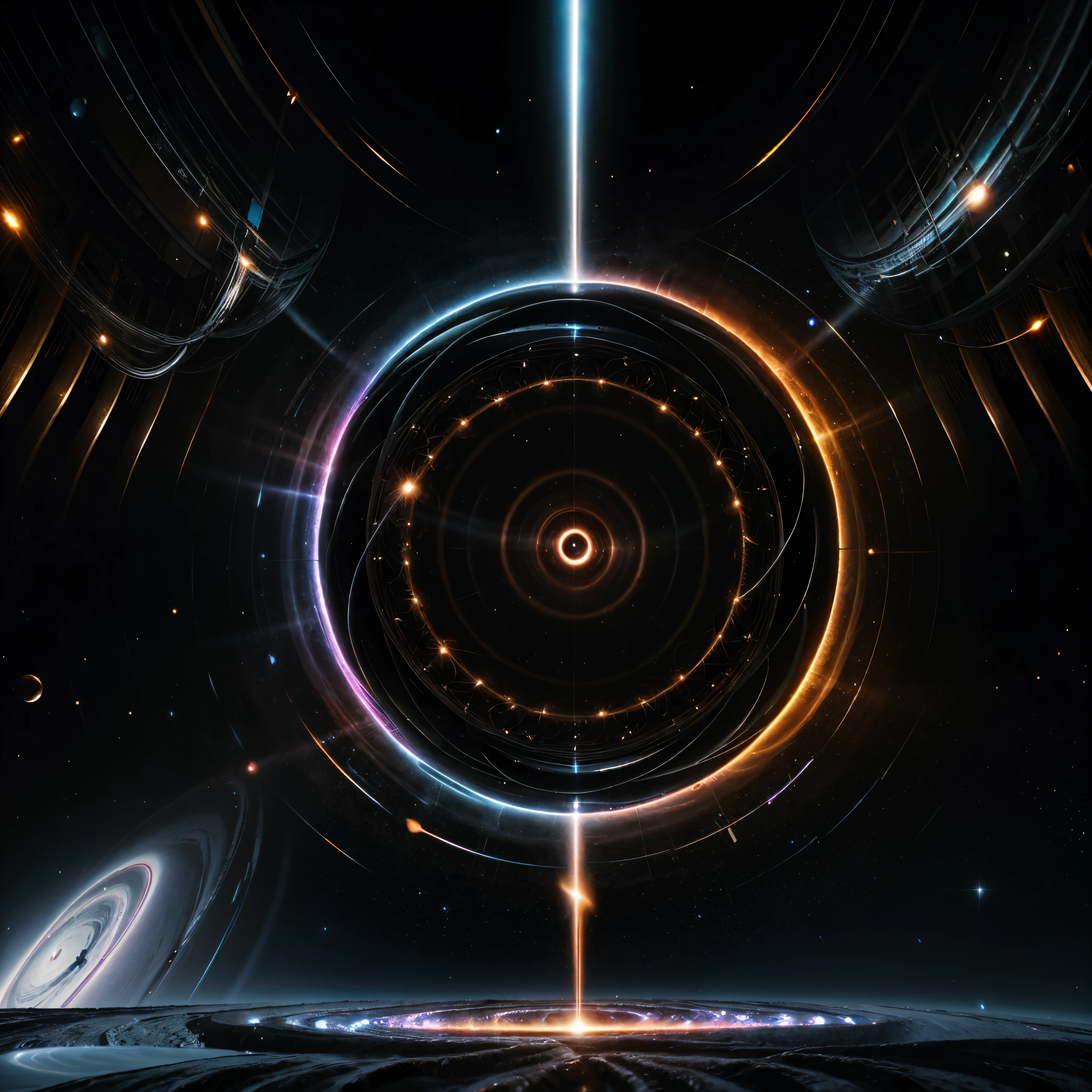 " Brilliant , Symphony of Pulsating Fractals", swirl of energy 、 Black Hole Time Portal 、 Glowing Black Hole Entrance 、God's Eye 、 universe black hole 、interstellar infinity portal 、 Portrait of a Mysterious Giant Eye 、Portrait of the existence of the universe、 Interstellar Vortex Running Through Time and Space 、 In detail、Cinema Lighting、Octane rendering、8k rendering、 Volumetric Lighting 、 universe、Deep universe、 wonderful、 in detail、masterpiece、 best quality 、 Highly Detailed CG Unity 8k Wallpaper 、 Fantastic Engines 、A magnificent composition
