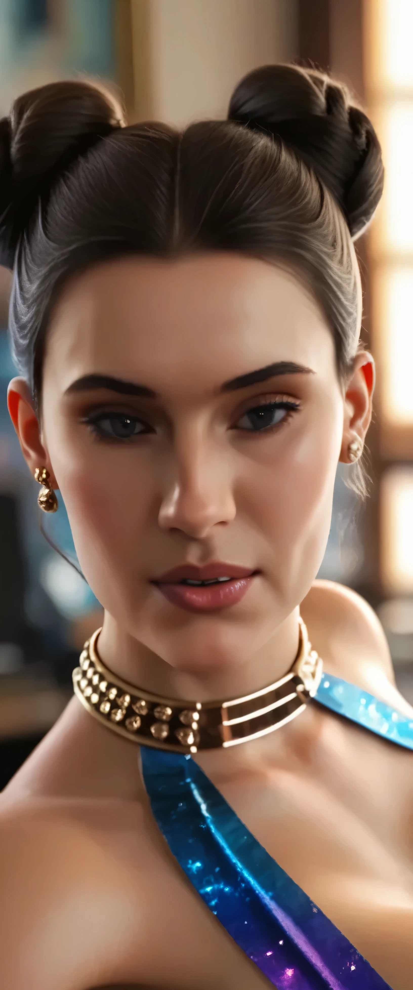 1girl,beautiful woman with buns,princess leia,big breasts,slave outfit,sensual lips,kneeling,best quality,4k,8k,highres,masterpiece:1.2,ultra-detailed,realistic,photorealistic,photo-realistic:1.37,HDR,UHD,studio lighting,ultra-fine painting,sharp focus,physically-based rendering,extreme detail description,professional,vivid colors,bokeh,cinematic lighting,dramatic lighting,intricate details,highly detailed face,extremely detailed eyes and face,long eyelashes,beautiful detailed eyes,beautiful detailed lips,elegant,graceful,alluring,sensual,seductive,mysterious,captivating,stunning,gorgeous,ethereal,fantasy,cinematic,dramatic