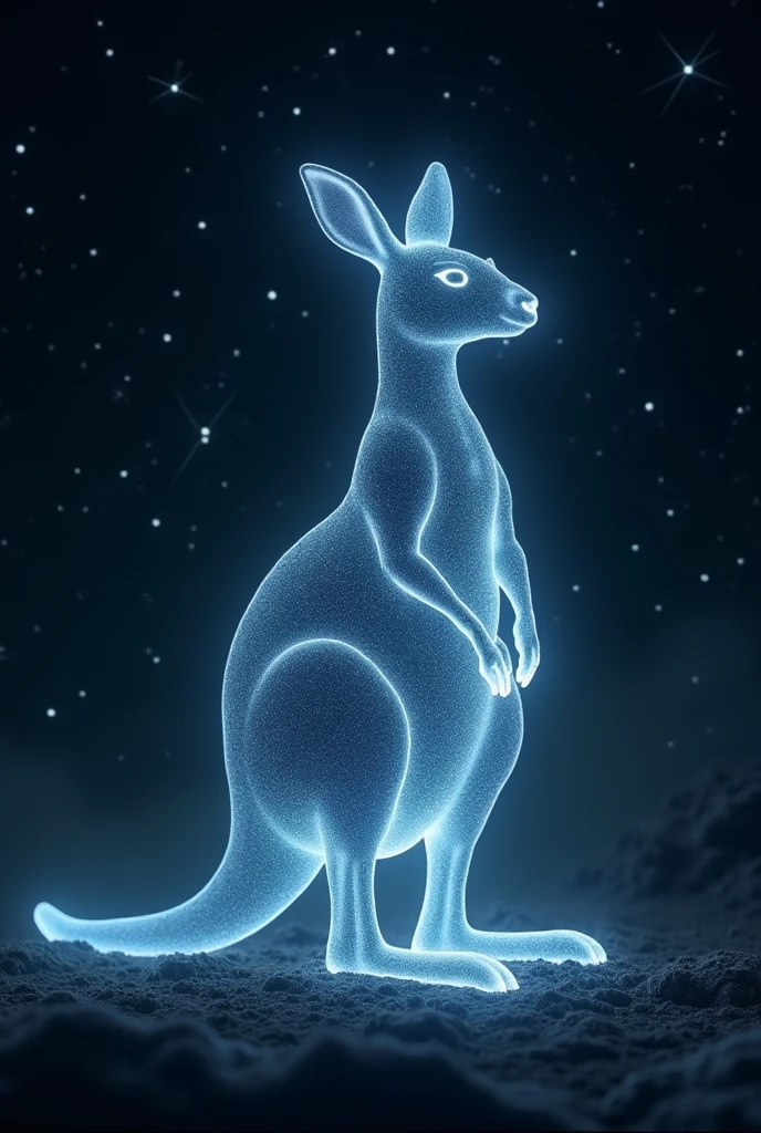 A whimsical sketch depicts a kangaroo hopping through ink in water, creating splashes and ripples as it moves. The scene takes place in an Australian setting, with a background of rolling hills and eucalyptus trees. In the foreground, a sculpture made up of ral-lgtblb light bulbs illuminates the scene softly. The light bulbs are arranged in a circular pattern, casting a warm glow over the kangaroo and the water. The ink in the water creates a dreamy effect, with swirling patterns that add to the whimsical nature of the image. Ren Renfa's tonalism style is evident in the soft, muted colors used throughout the sketch.