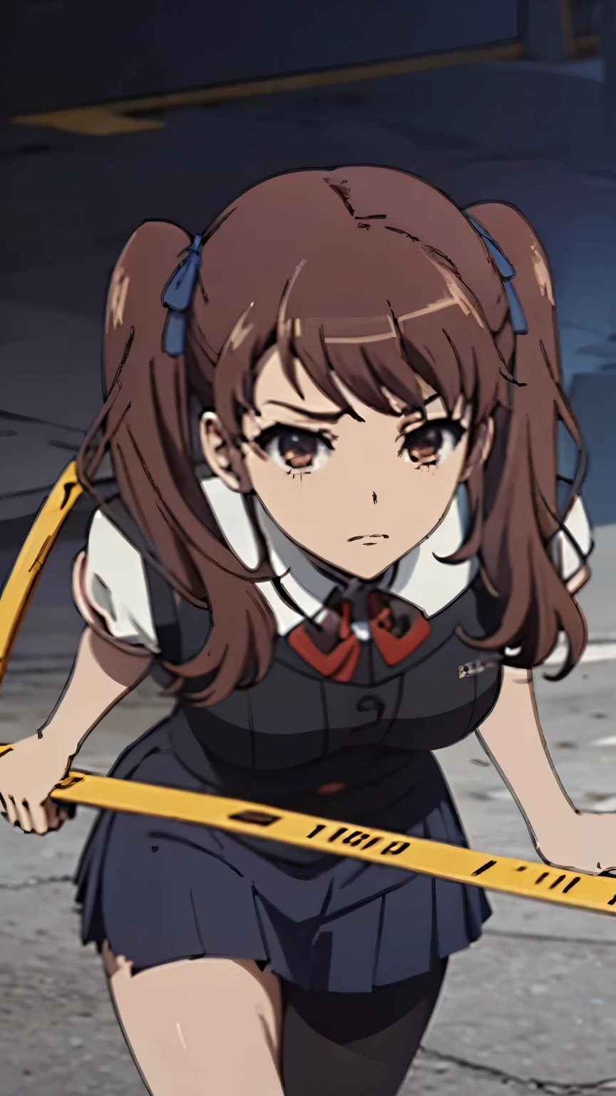 Akazawa Izumi, 1girl , Cute, young, skinny , knee-high stockings, school uniform, short skirt (3N1DS1NCL41R:0.9), extreme detail, street photography, { high-quality}, {{ masterpiece}}, { high definition}yandere,  brown hair , Twin tails, Art deco, anime,  anime style, Artistic, digital art,  masterpiece,  Realistic anatomy,  Better quality ,  In detail,  High detail,  High quality ,  Main detail,  Ultra high definition, 